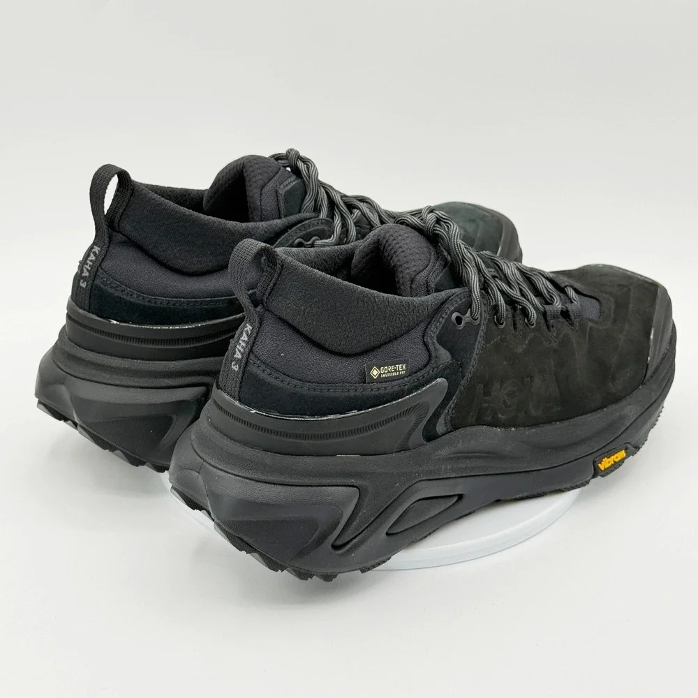 Hoka KAHA 3 Low GTX Mens 9 Triple Black Gore-Tex Trail Shoes 1162532 - NEW